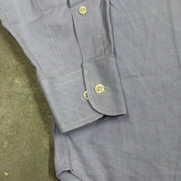 Robert Talbott Carmel Oxford Dress Shirt 15 1/5 R Blue Cotton Medium - Picture 3 of 8